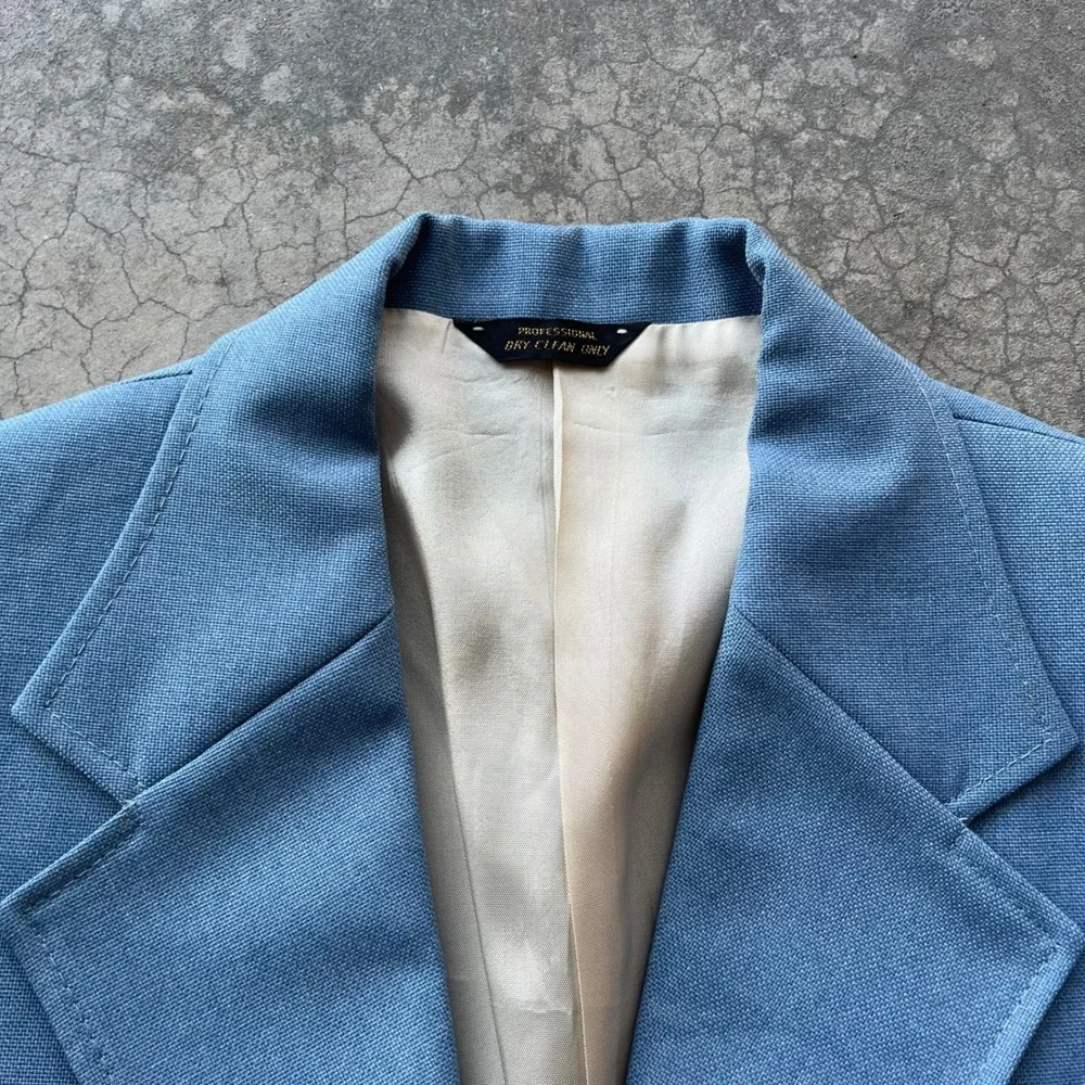 Vintage Levis Panatela Sportswear Blazer Light Blue Gold Buttons 40R 70s Retro